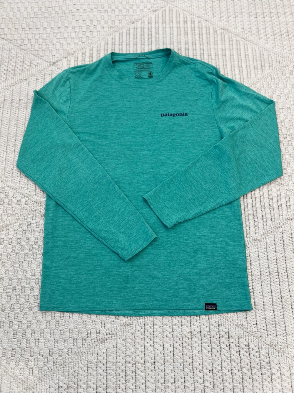 Patagonia Men’s Long-Sleeve Boardshort Logo Capilene Crew Shirt - Teal Green